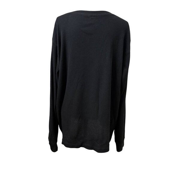 Old Navy Mens Button Front Black Waffle-Knit Long-Sleeve Henley Shirt Size XXL - Picture 3 of 8